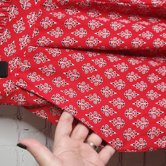 Band Of Gypsies Red Navy Blue Boho Bohemian Flowy Pants Size Medium NWT - Picture 7 of 10